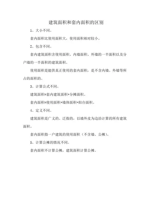 建筑面积和套内面积的区别