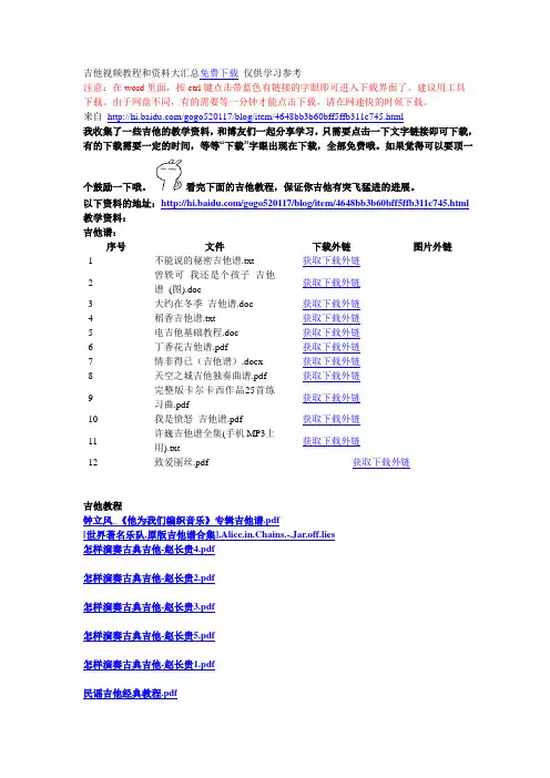 100个吉他教程下载汇集