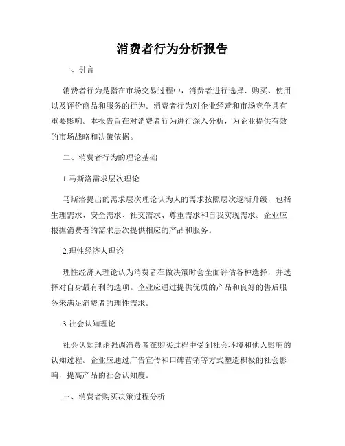 消费者行为分析报告