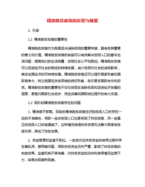 精准脱贫政策的反思与展望
