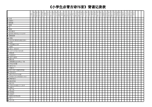 小学古诗必背75首班级记录表
