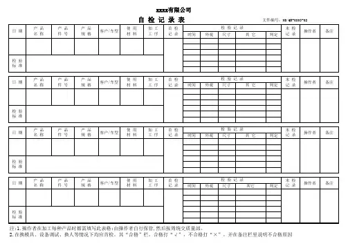 IATF16949质量记录---自检记录表