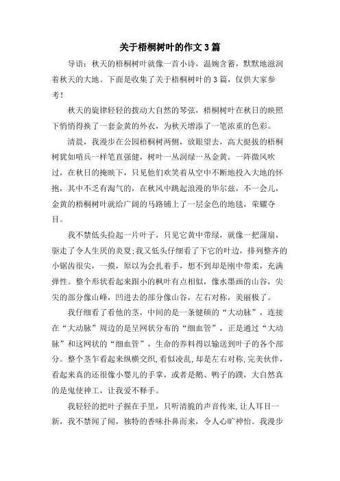 关于梧桐树叶的作文3篇