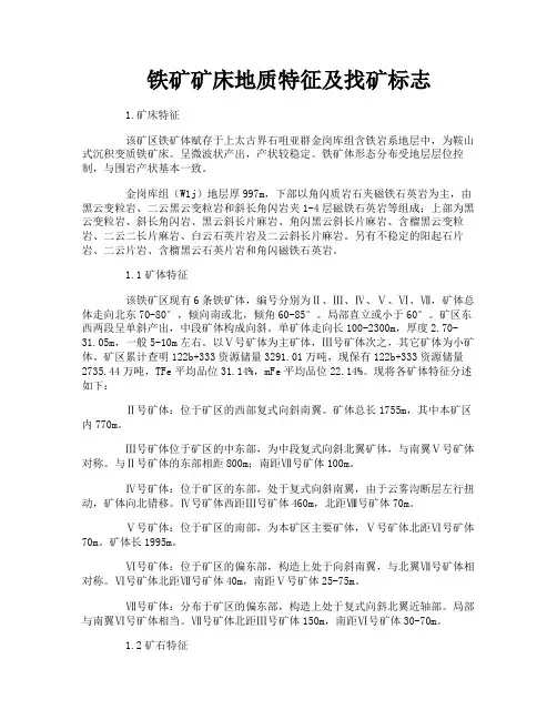 铁矿矿床地质特征及找矿标志