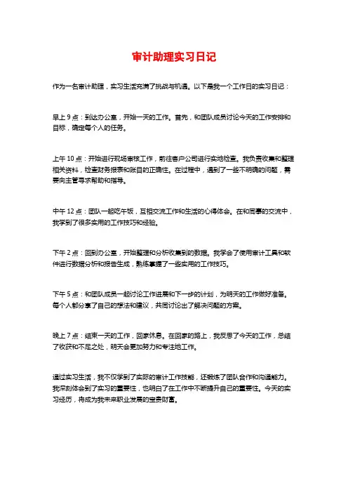 审计助理实习日记
