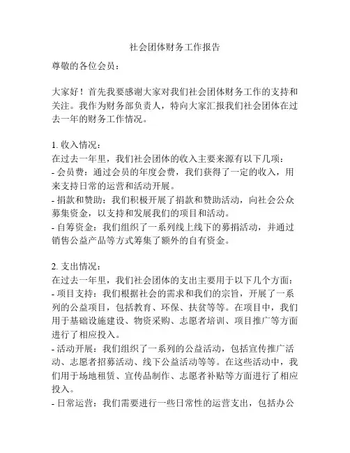 社会团体财务工作报告