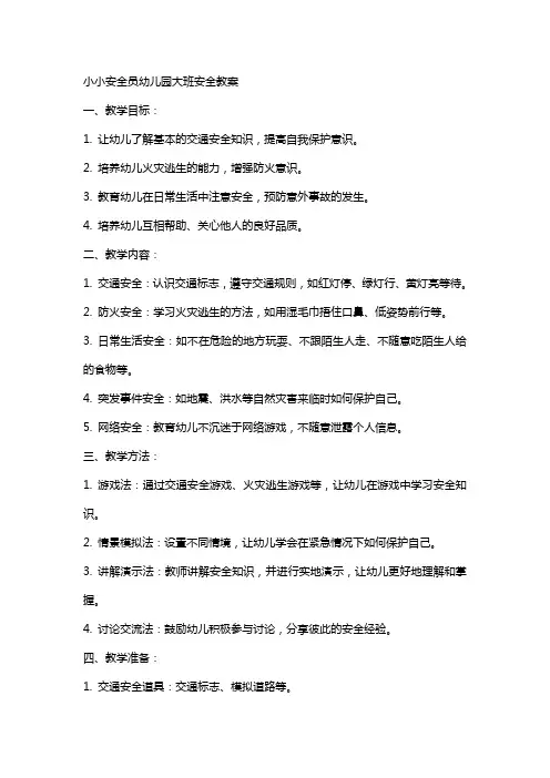 小小安全员幼儿园大班安全教案