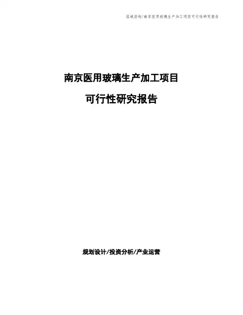 南京医用玻璃生产加工项目可行性研究报告