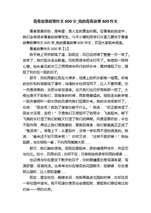青春故事叙事作文600字_我的青春故事600作文