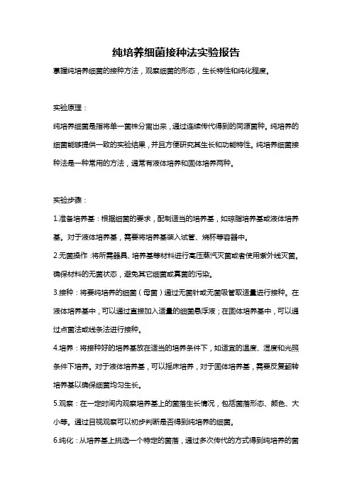 纯培养细菌接种法实验报告