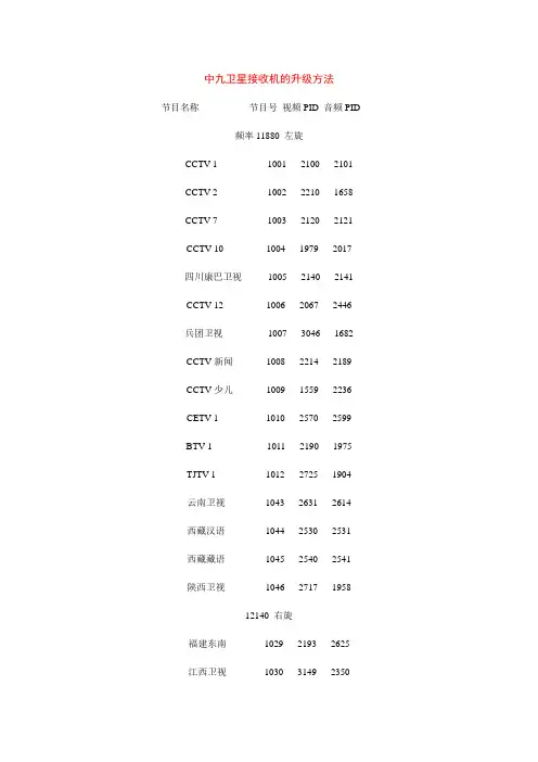 中九卫星接收机的升级方法