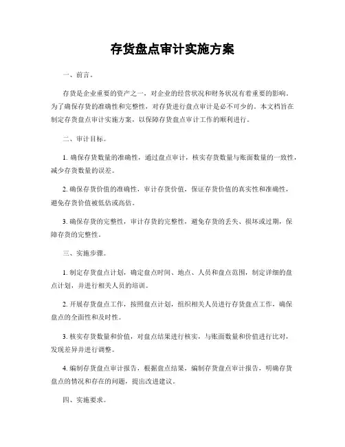 存货盘点审计实施方案