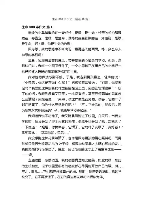 生命800字作文（精选40篇）