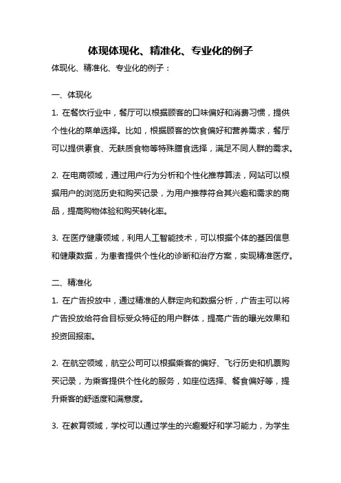 体现体现化、精准化、专业化的例子