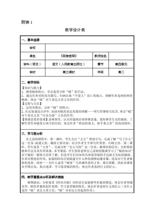 语文人教版选修中国古代诗歌散文欣赏教学教案散文之都第四单元自主赏析阿房宫赋