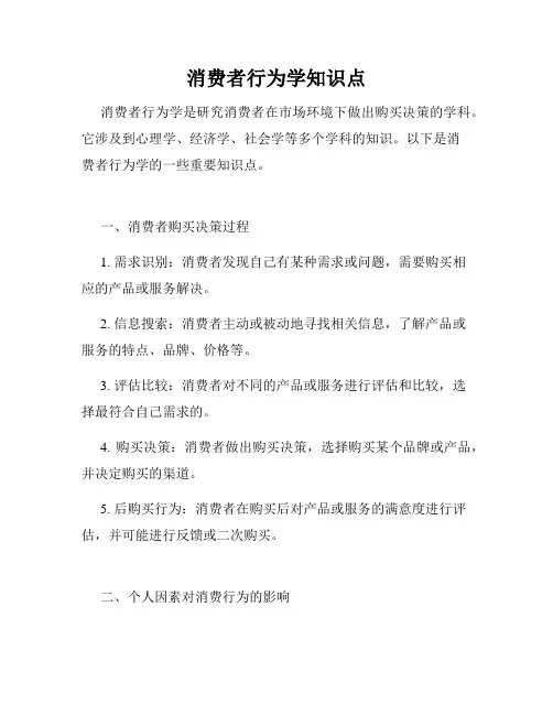 消费者行为学知识点