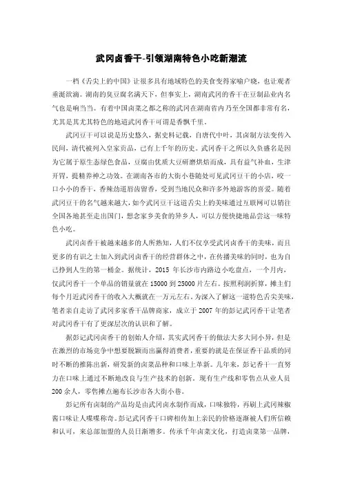 武冈卤香干-引领湖南特色小吃新潮流