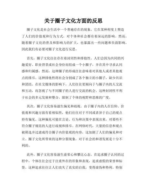关于圈子文化方面的反思