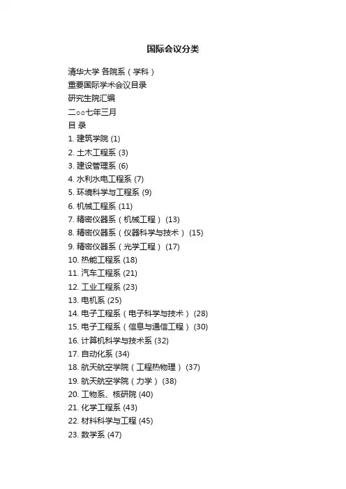 国际会议分类
