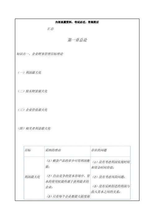 中级会计职称 《财务管理》全书各章重点分析 