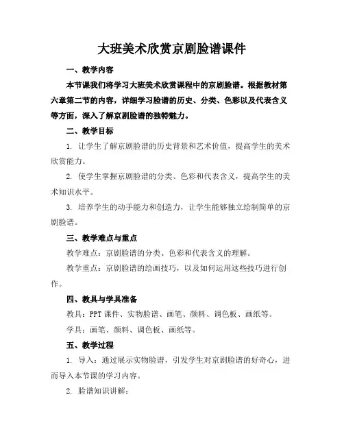 大班美术欣赏京剧脸谱课件