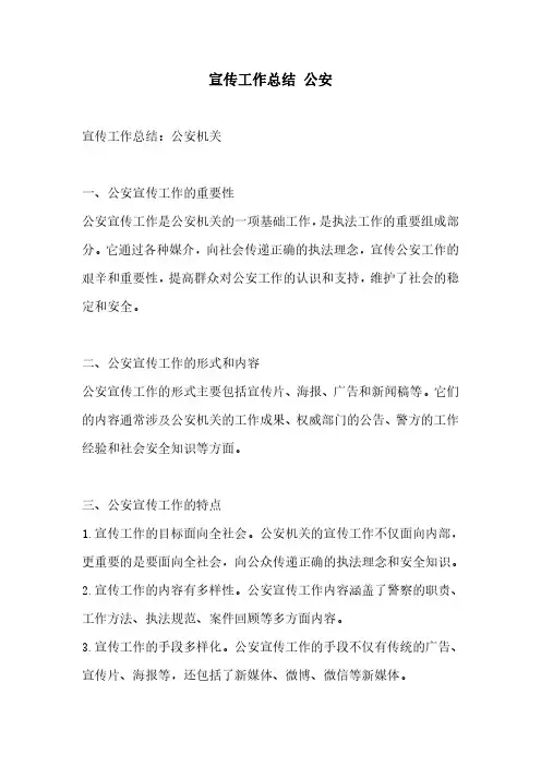 宣传工作总结 公安
