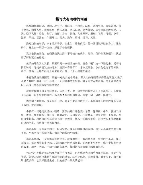描写大有动物的词语