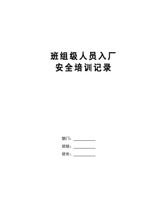 班组级人员入厂安全培训记录