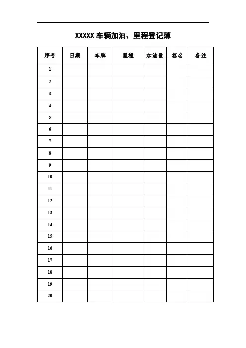 车辆加油登记表(A4纸直接打印)