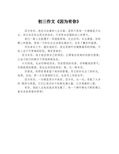 初三作文《因为有你》