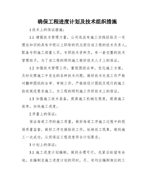 确保工程进度计划及技术组织措施