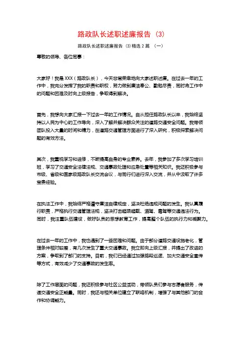 路政队长述职述廉报告 (3)2篇