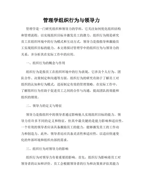管理学组织行为与领导力