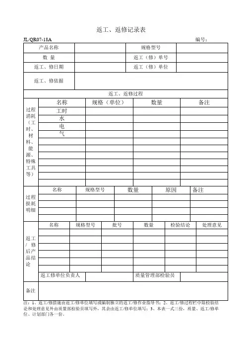 返工记录表
