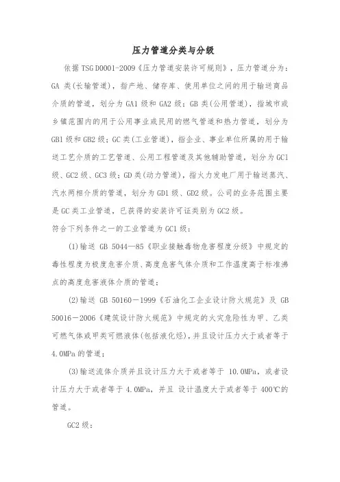 压力管道分类