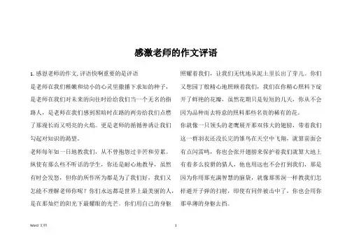 感激老师的作文评语