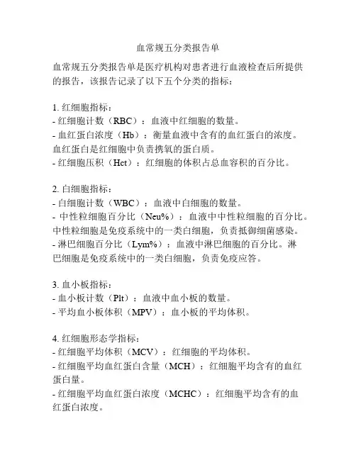 血常规五分类报告单