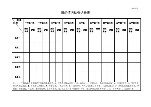 小学生日常行为规范监督检查表