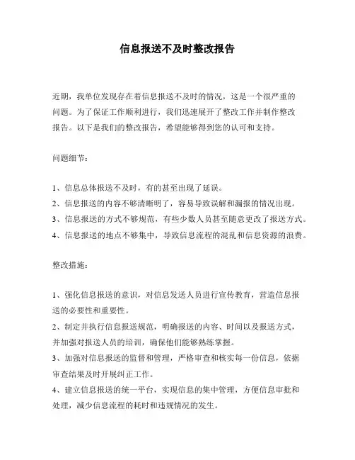 信息报送不及时整改报告