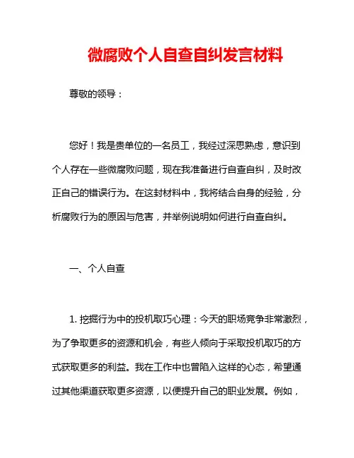 微腐败个人自查自纠发言材料