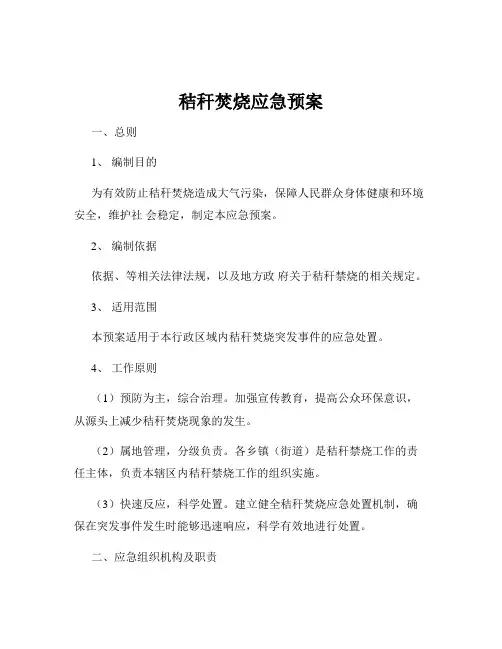 秸秆焚烧应急预案
