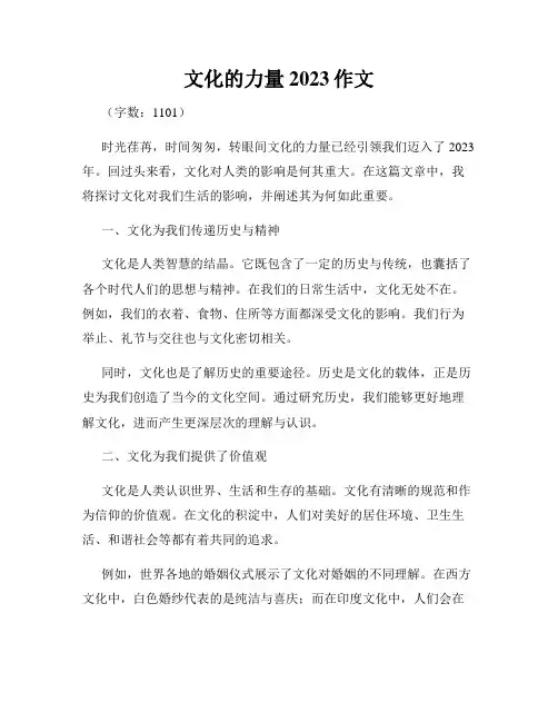 文化的力量2023作文