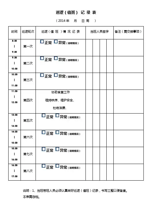 巡逻记录表