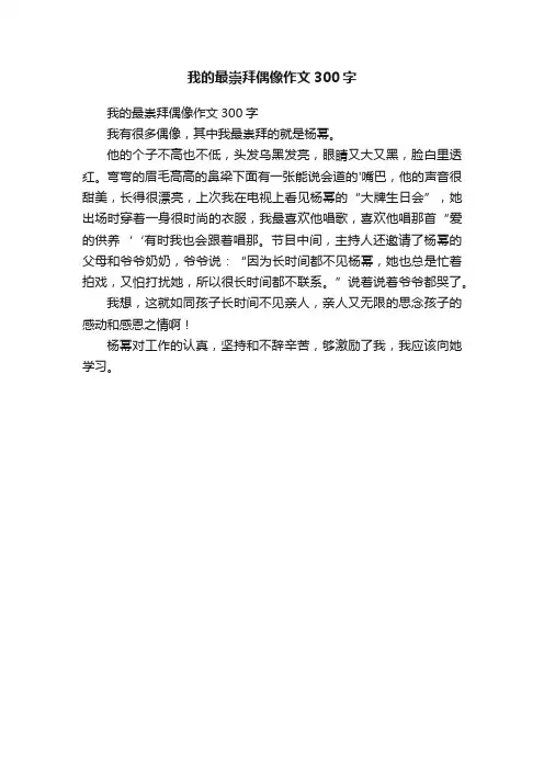 我的最崇拜偶像作文300字