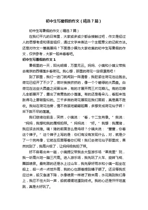 初中生写暑假的作文（精选7篇）