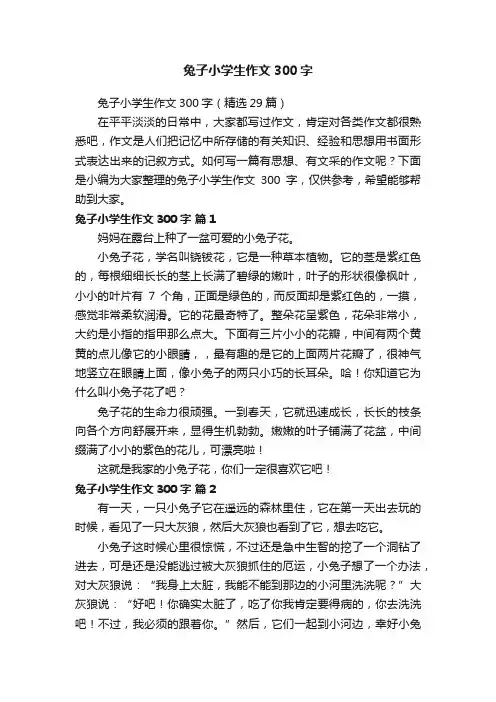 兔子小学生作文300字（精选29篇）