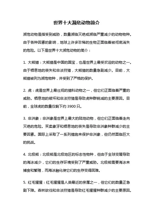 世界十大濒危动物简介