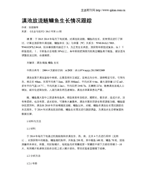 滇池放流鲢鳙鱼生长情况跟踪