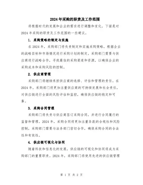 2024年采购的职责及工作范围
