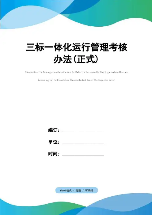 三标一体化运行管理考核办法(正式)